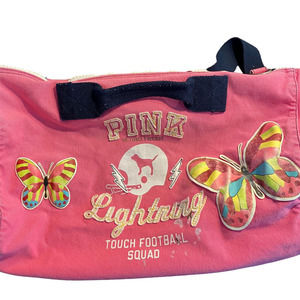 Vtg Y2K Retired Victoria's Secret PINK University Lightning Duffle Bag Patchwork